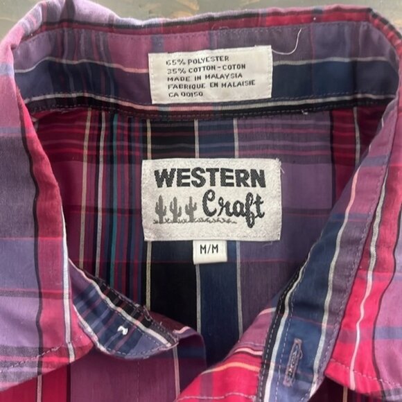 Men s size medium vintage Western Craft Pearl snap button down long sleeve - Picture 2 of 10